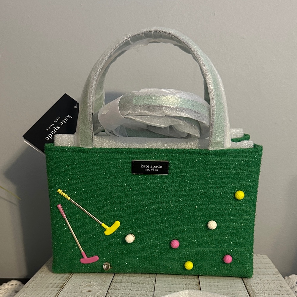 Nwt Kate spade small fabric Sam icon astroturf golf crossbody bag